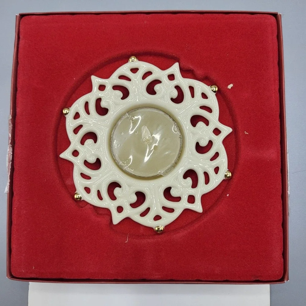 Vintage Lenox Snow Lights Porcelain Sparkle Votive Candle Holder Taiwan